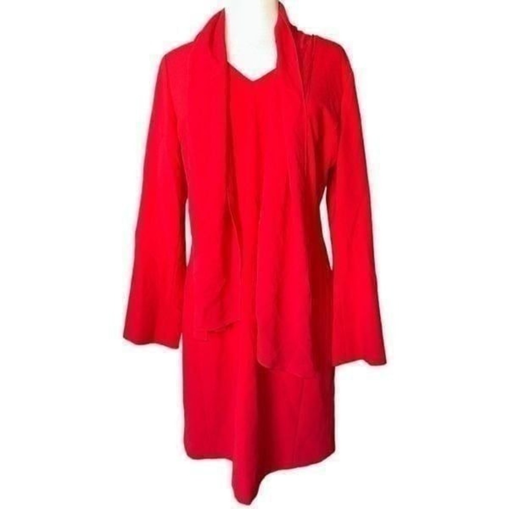 C1 Etcetera Red Drap Dress Size 10 Business Scarf Silk